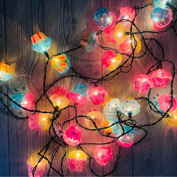 30 plastic cup cake string lights colorful cupcake strand light party decoration - Picture 1 of 14